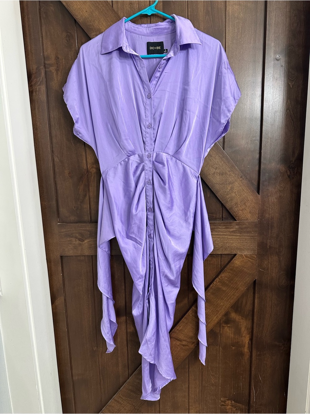 DO+BE Lavender Asymmetric Draped Button-Front Tunic